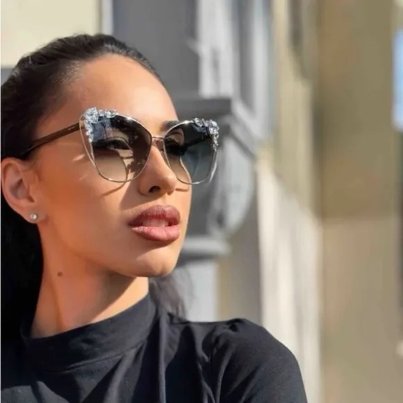 Jimmy Choo Black and Silver Embellished Sunglasses main image 10